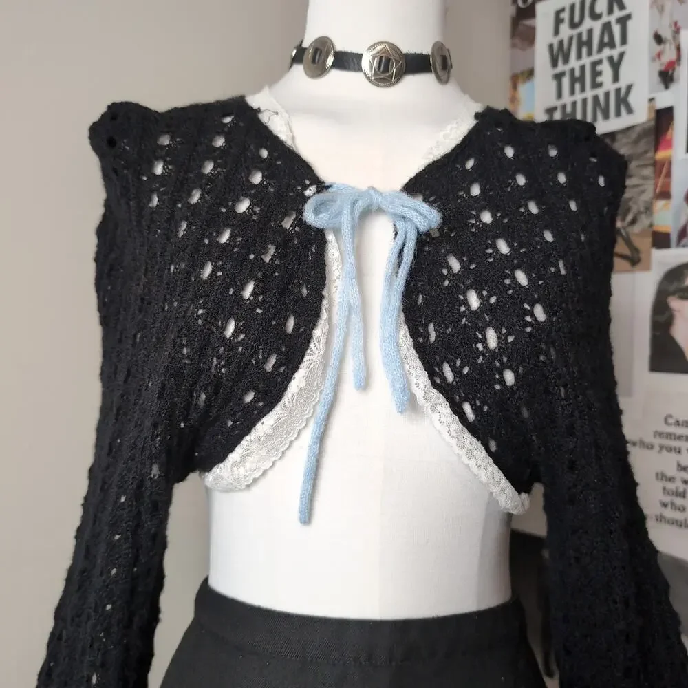 Cropped Open Knit Cardigan Cottagecore